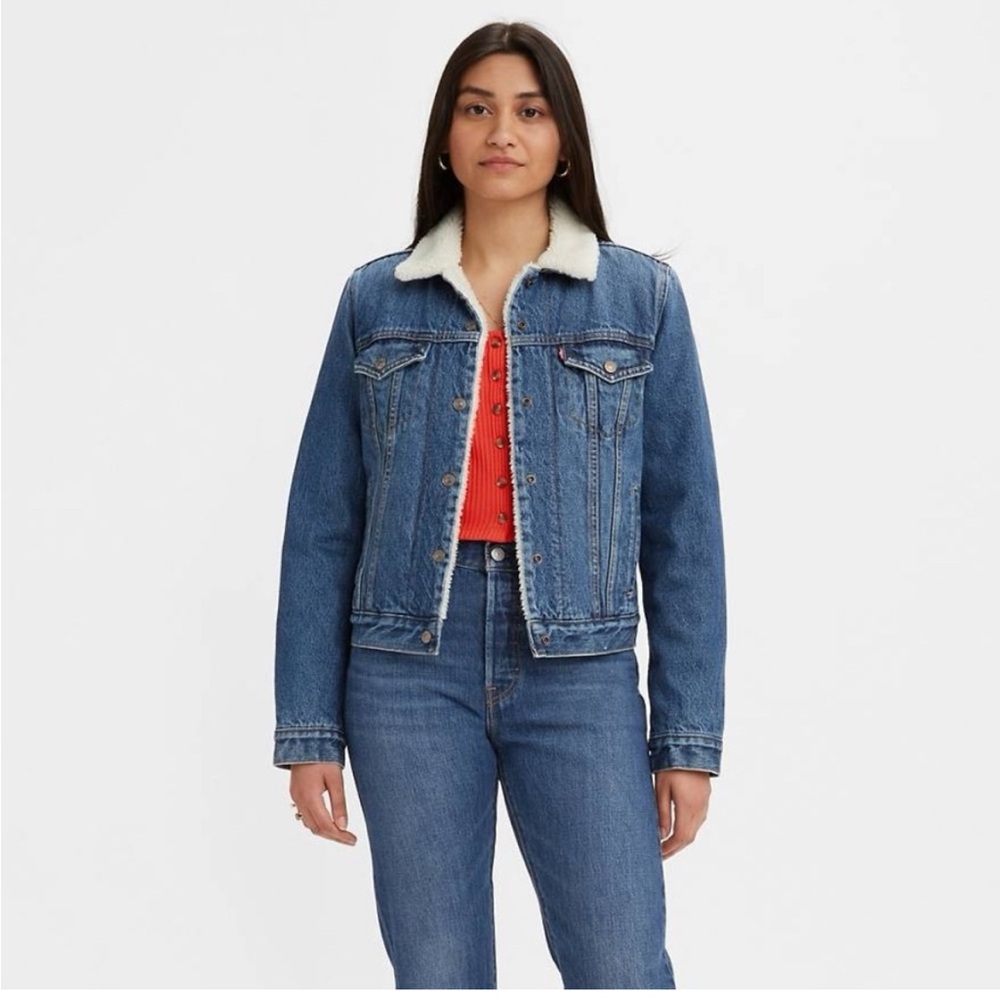 Women's Blue Denim Jacket with White Collar